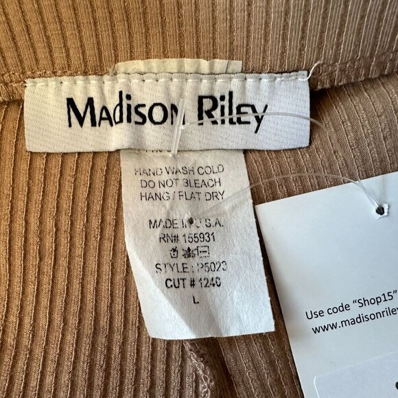 NWT Madison Riley Pull-On Ribbed Tan Fitted High Waisted Leggings Womens Large - Picture 9 of 10